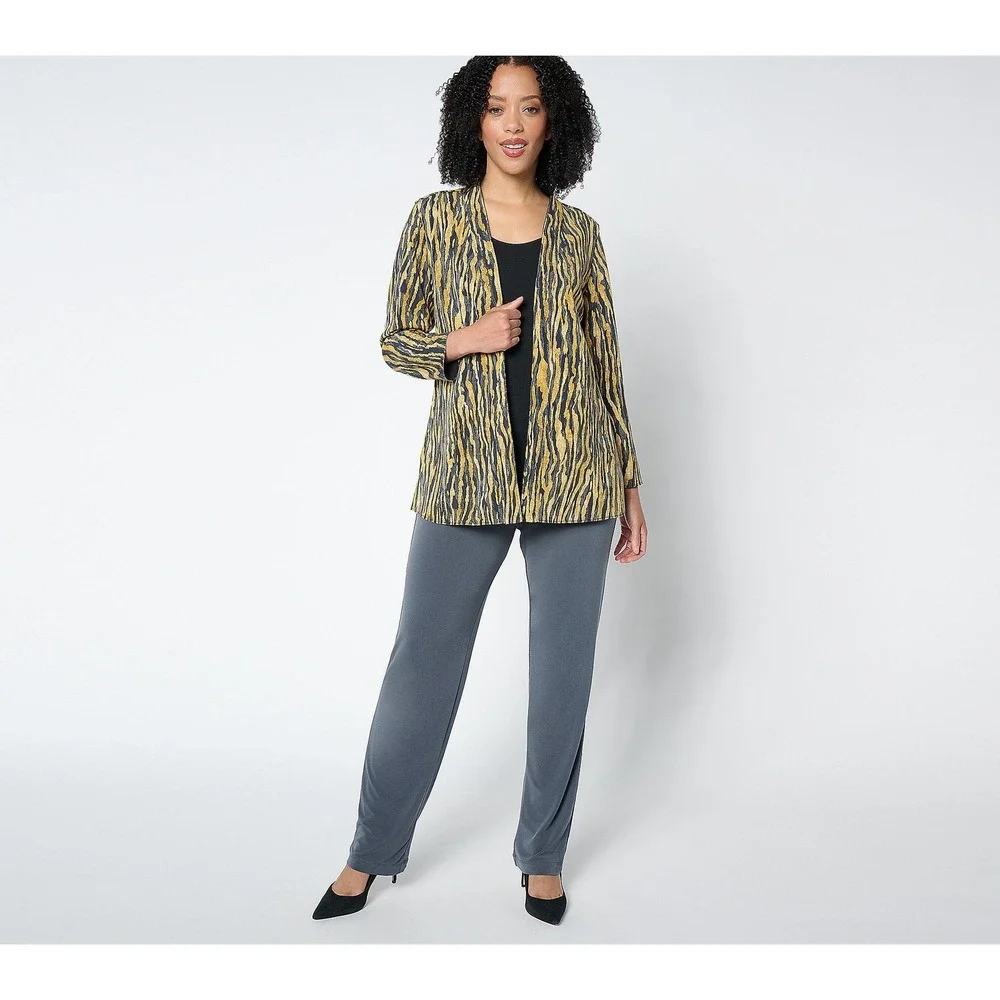 Susan Graver Liquid Knit 3X‎ Gray Straight Leg Elastic Waist Pull On Pants USA